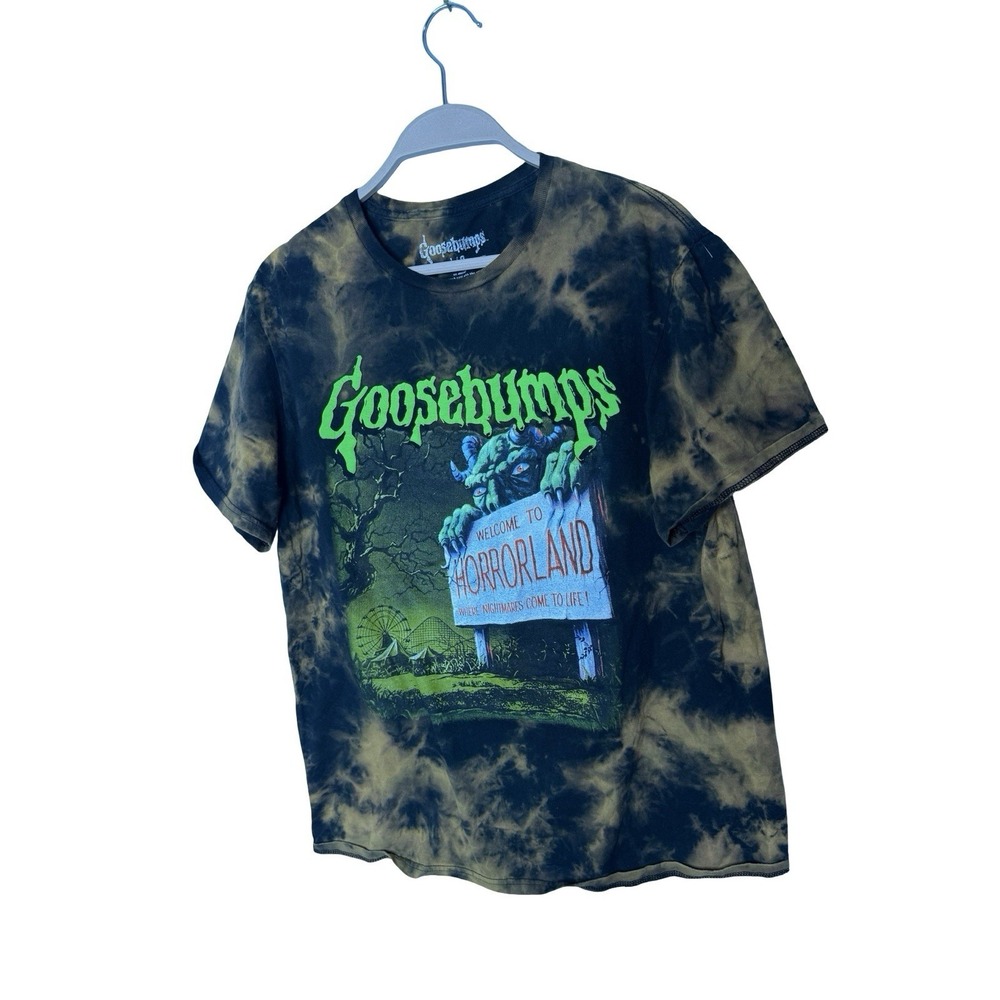 Goosebumps Horrorland Bleach Dye T-Shirt Graphic Tee‎ Large Horror Halloween